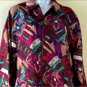 Vintage Oleg Cassini bedazzled silk Jacket 2X